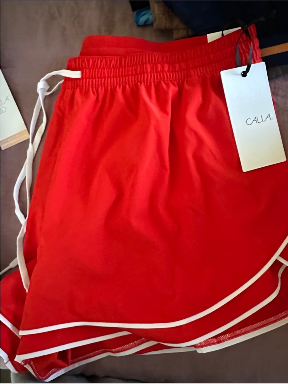 Calia Red/orange Athletic Shorts with Contrast Trim